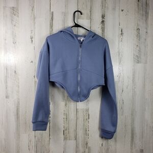 Love J light blue crop soft jacket women's size small